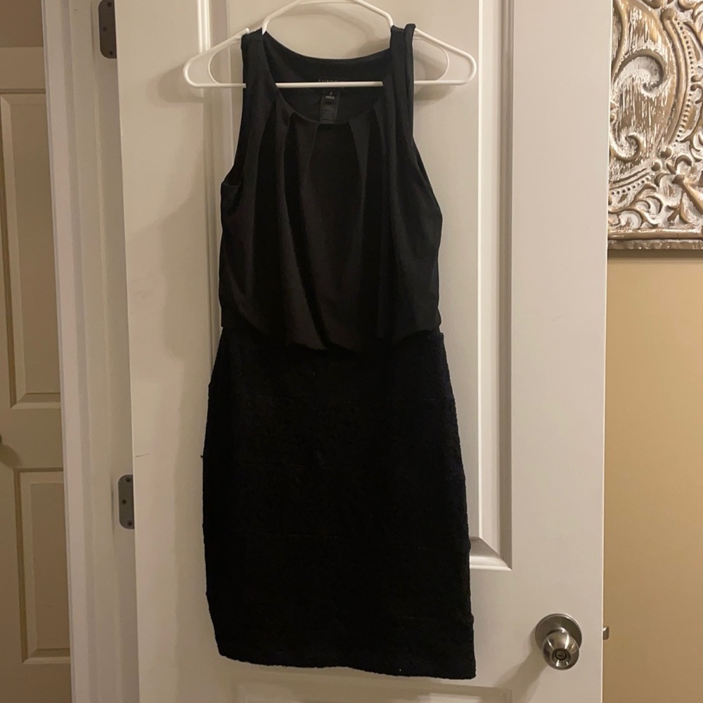 Black dress. Bottom half lace pencil skirt.